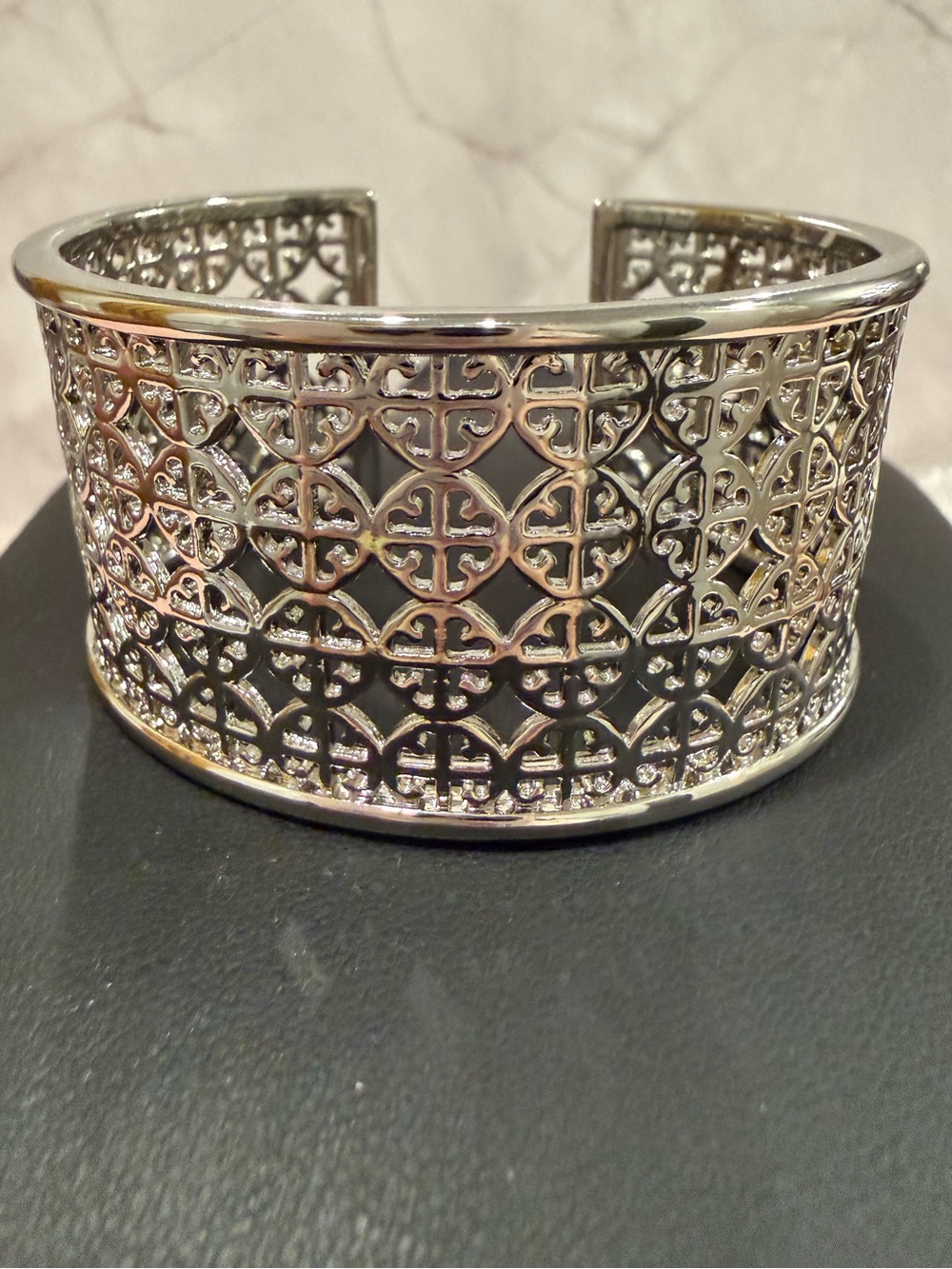 Tory Burch | Silver Plated Open Filigree Silver Cuff Bracelet | Sz SMALL
